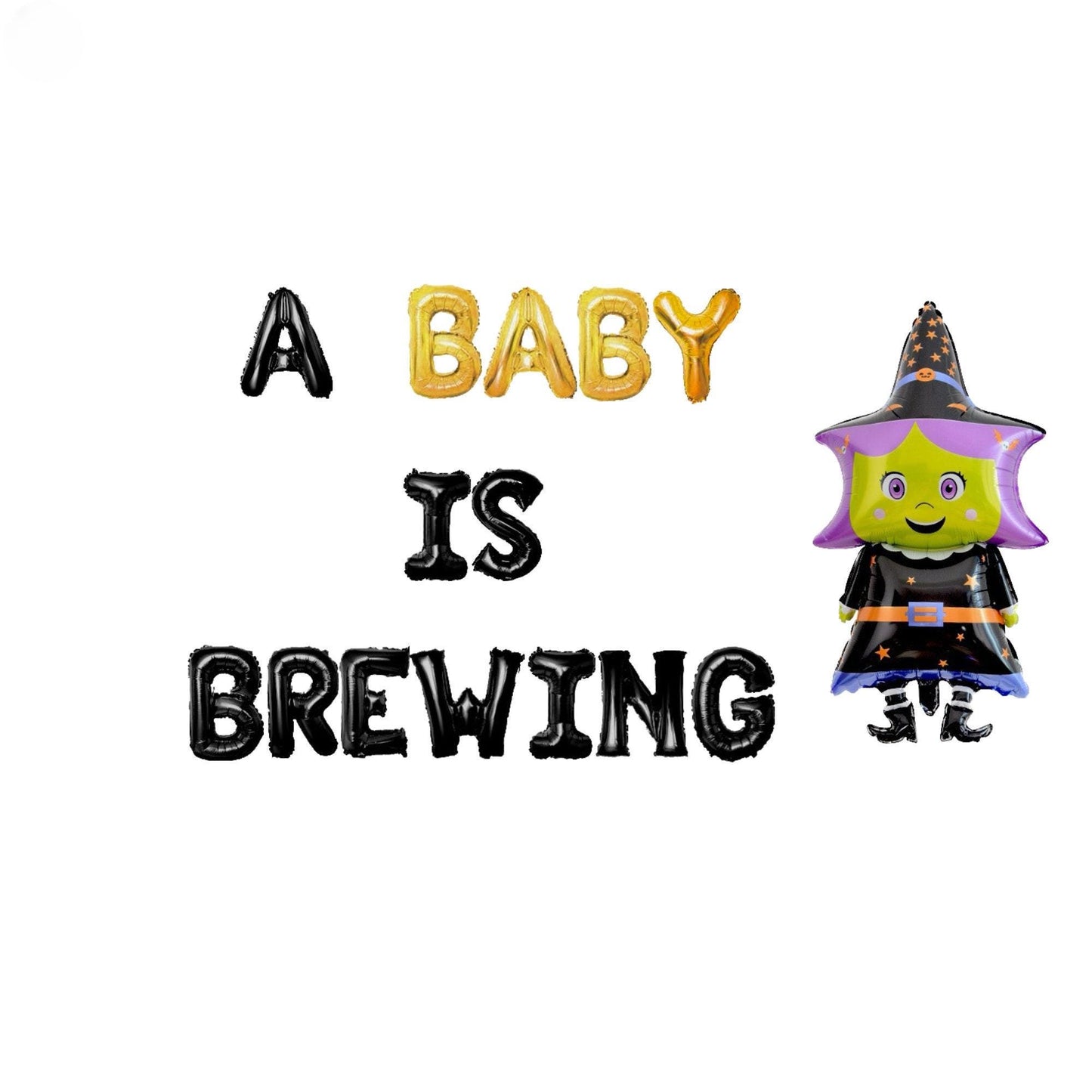 a baby is brewing with a witches hat