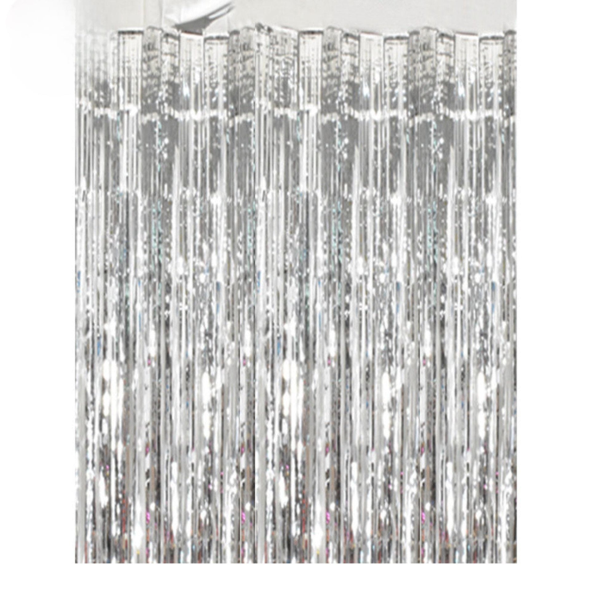 a close up of a curtain with silver sequins