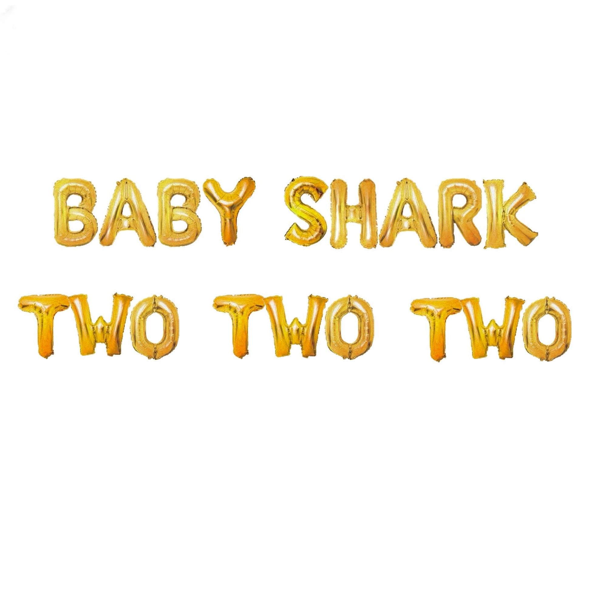a couple of balloons that say baby shark two two