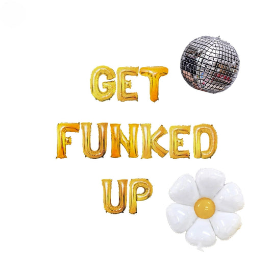 the words get funkyed up with balloons and a disco ball