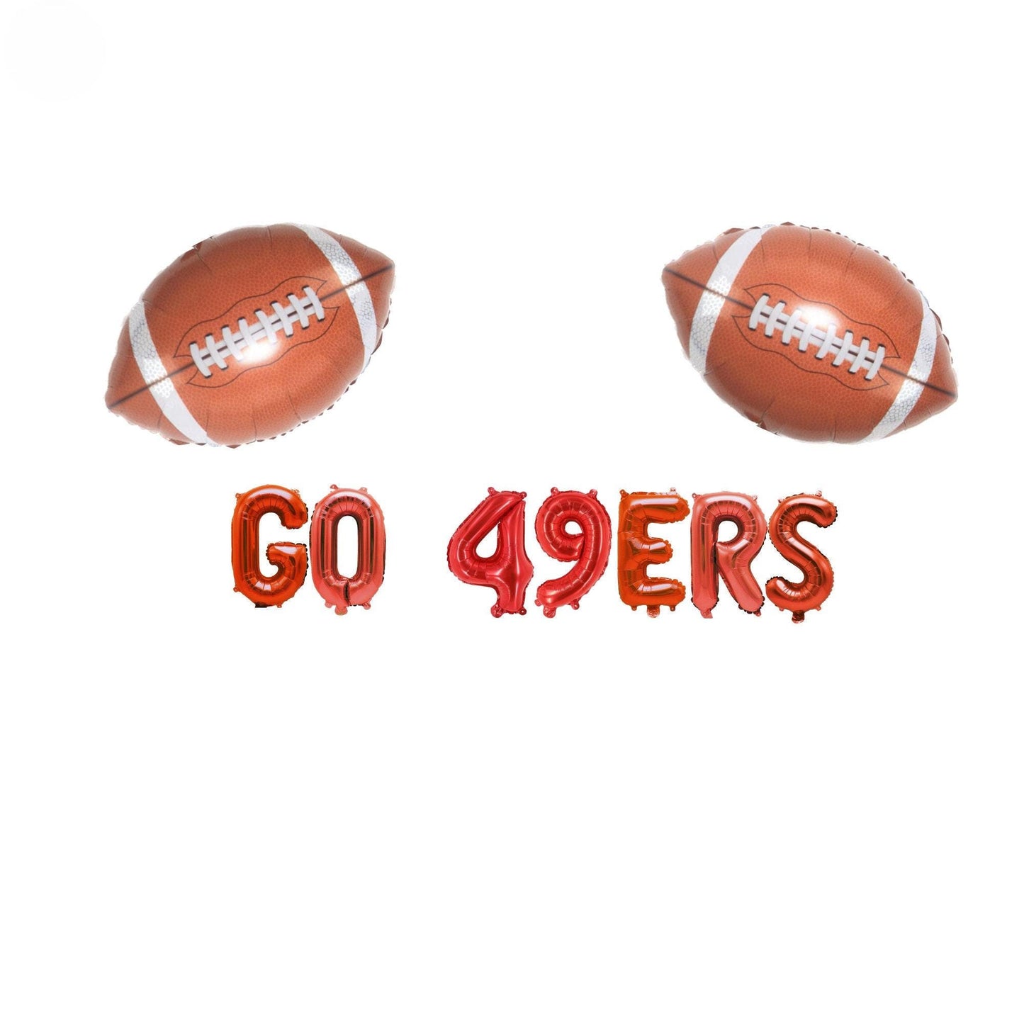 a balloon shaped like a football and the words go 94ers