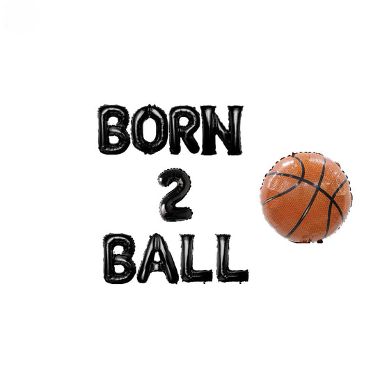 a drawing of a basketball and the words born 2 ball