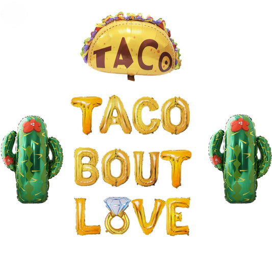 a taco bout love balloon with a taco hat on top of it